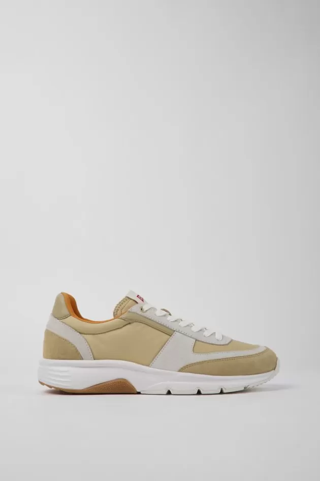 Online Camper Beige En Witte Nubuck Herensneakers