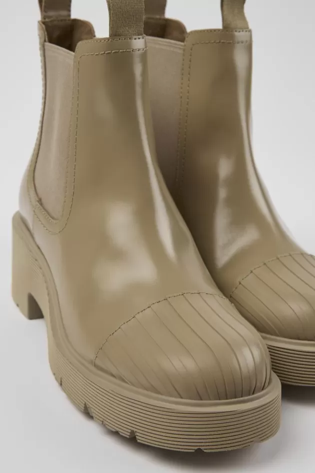 Outlet Camper Beige Leren Chelseaboots Voor Dames