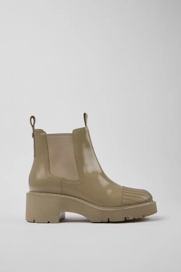 Outlet Camper Beige Leren Chelseaboots Voor Dames