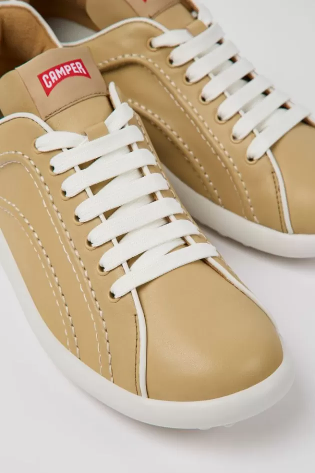 Fashion Camper Beige Leren Damessneakers