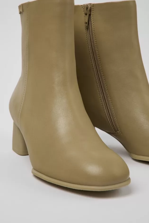 Cheap Camper Beige Leren Enkellaarzen Voor Dames