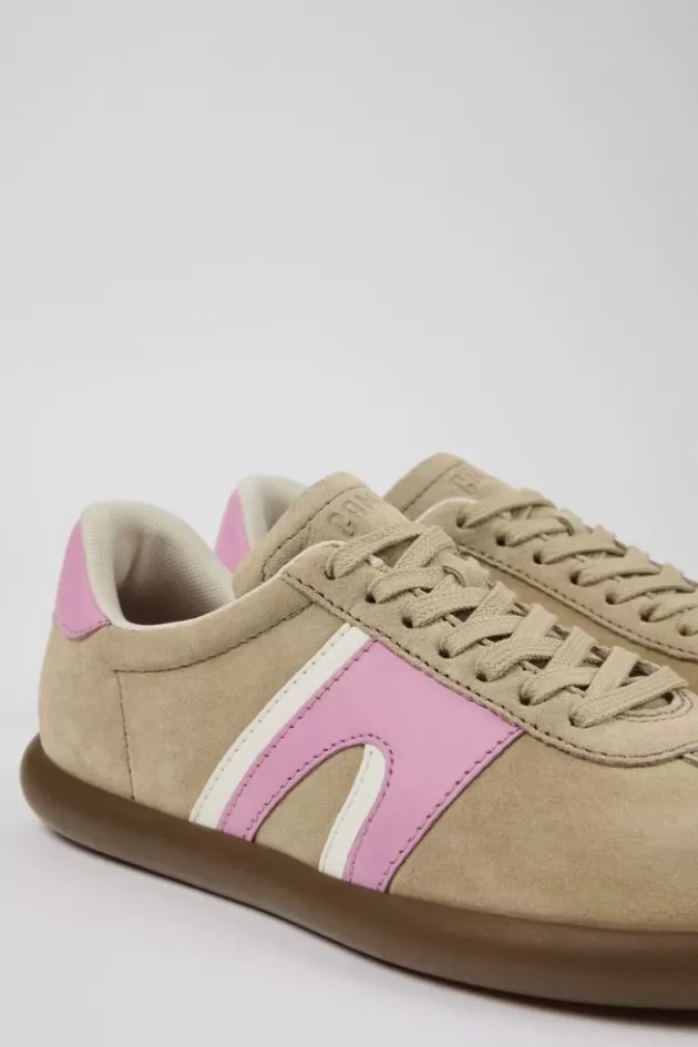 Shop Camper Beige Nubuck/Leren Sneaker Voor Dames