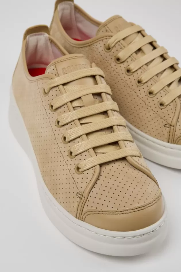 New Camper Beige Nubuck/Leren Sneaker Voor Dames