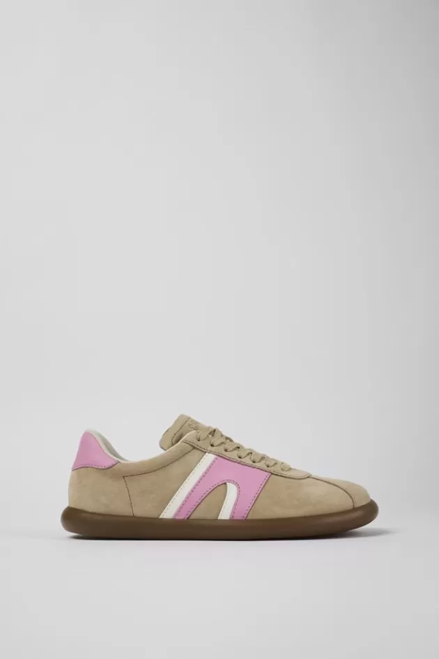Shop Camper Beige Nubuck/Leren Sneaker Voor Dames
