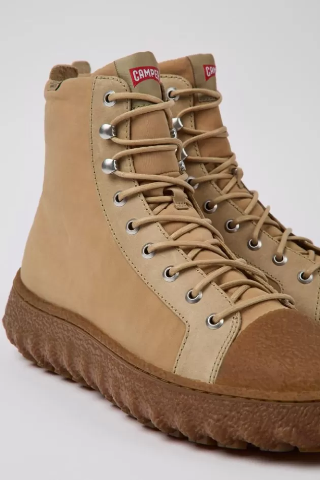 Online Camper Beige Stoffen En Leren Enkellaarzen Voor Heren