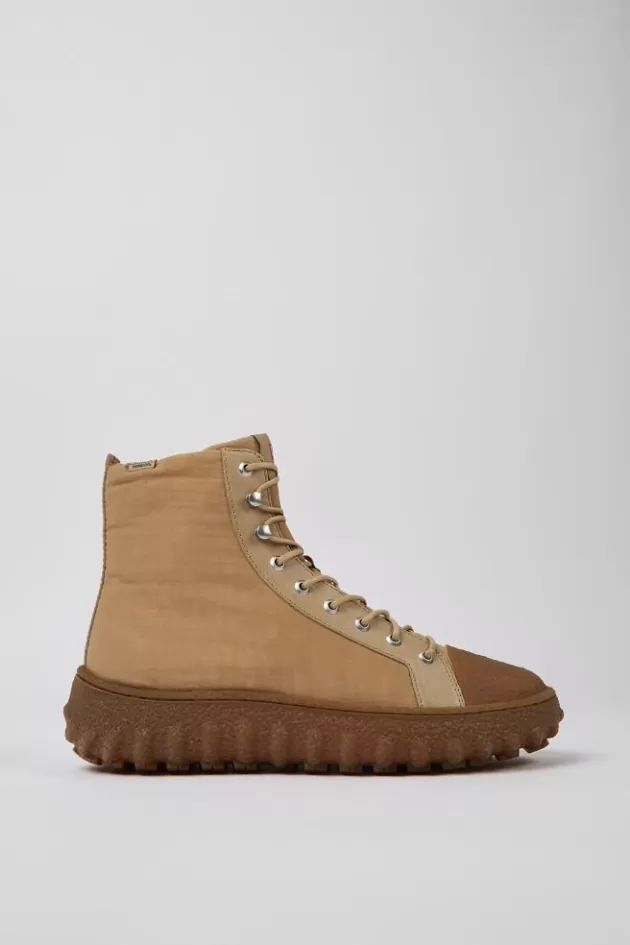 Online Camper Beige Stoffen En Leren Enkellaarzen Voor Heren