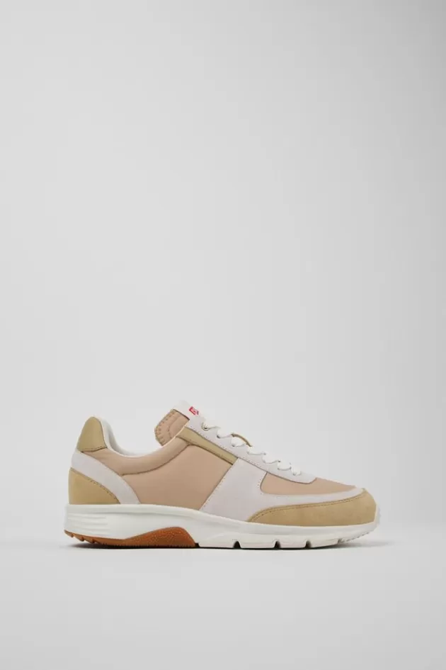 Shop Camper Beige-Wit-Bruine Damessneakers, Nubuck En Textiel