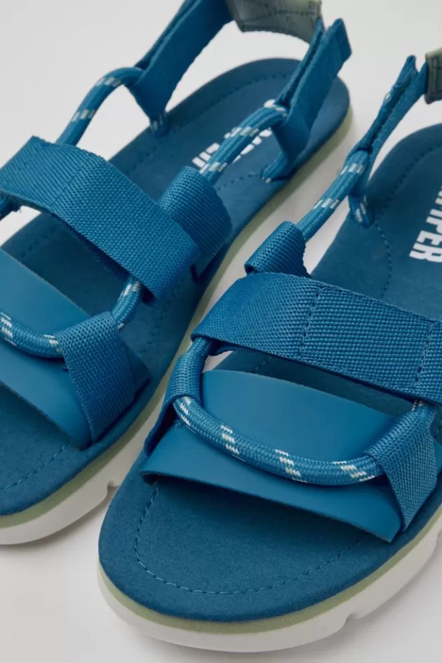 Shop Camper Blauw En Groene Leren Damessandalen