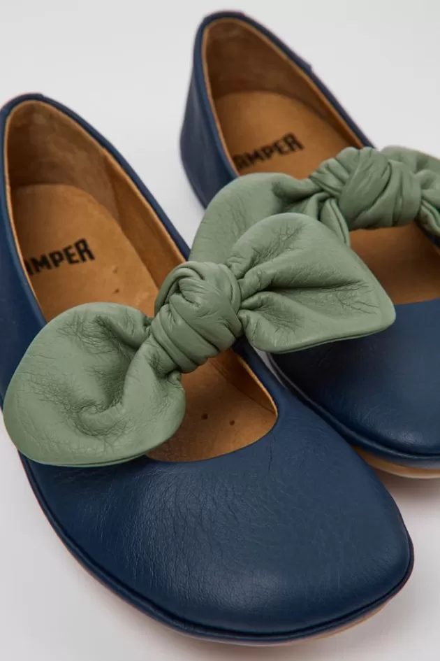 Best Camper Blauw Met Groene Leren Kinderballerina'S