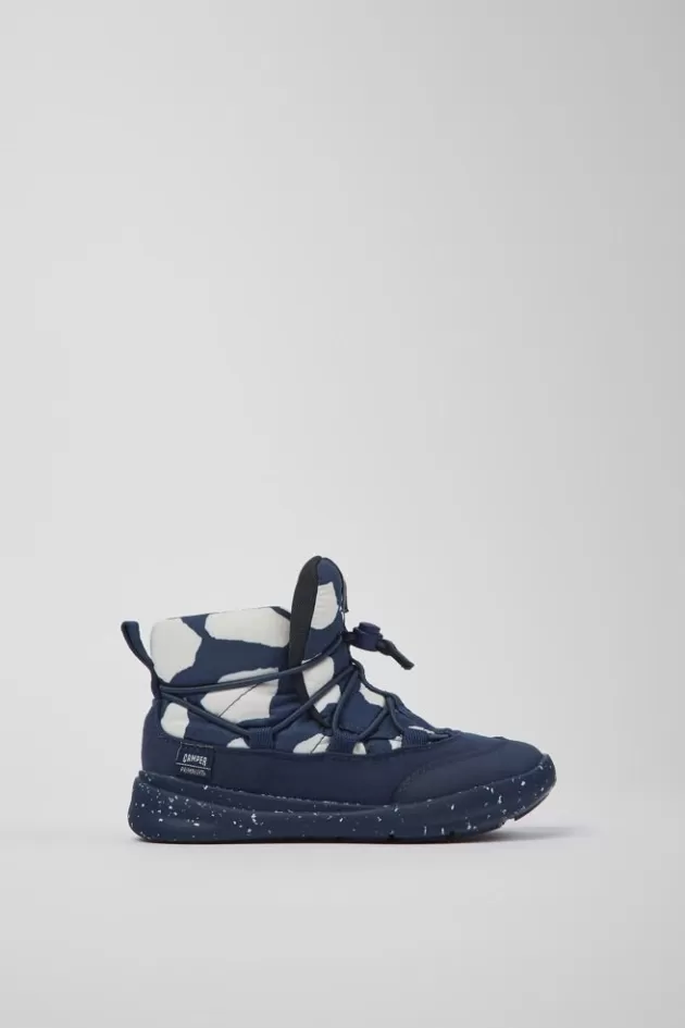 Flash Sale Camper Blauw Met Witte Stoffen Kinder-Enkellaarzen