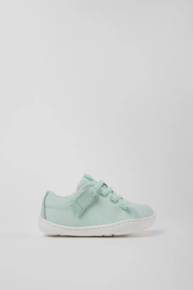Sale Camper Blauwe Basketbalsneaker Van Textiel/Leer