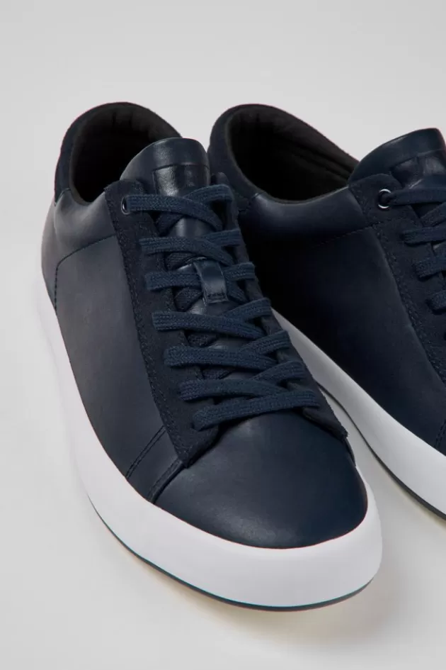 Clearance Camper Blauwe Herensneakers Van Leer En Nubuck