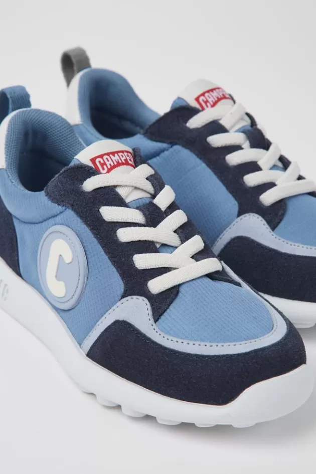 New Camper Blauwe Kindersneakers Van Stof En Nubuck