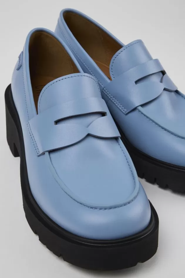 Clearance Camper Blauwe Leren Damesloafer