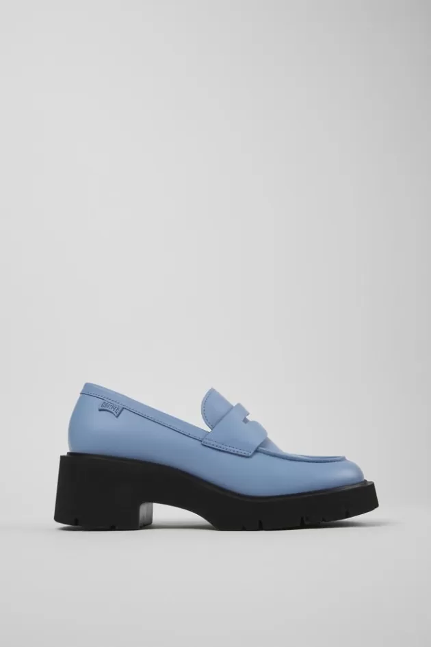 Clearance Camper Blauwe Leren Damesloafer