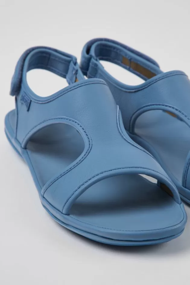 Discount Camper Blauwe Leren Damessandalen