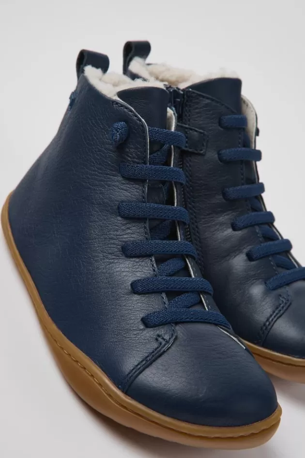 Hot Camper Blauwe Leren Kinder-Enkelboots