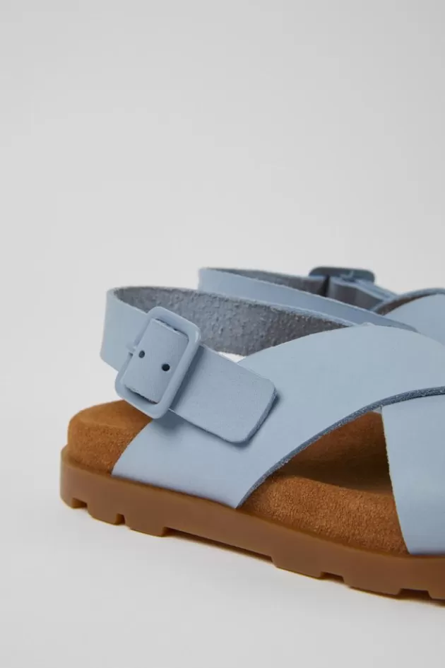 Online Camper Blauwe Leren Kindersandalen