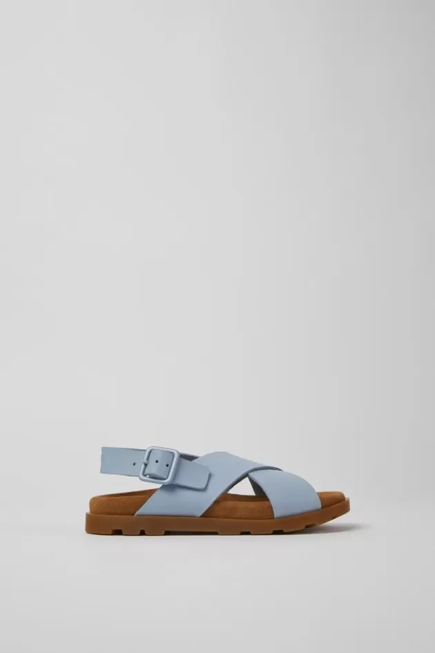 Online Camper Blauwe Leren Kindersandalen