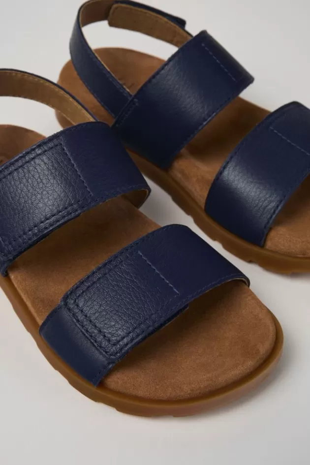 Online Camper Blauwe Leren Sandaal Met 2 Bandjes