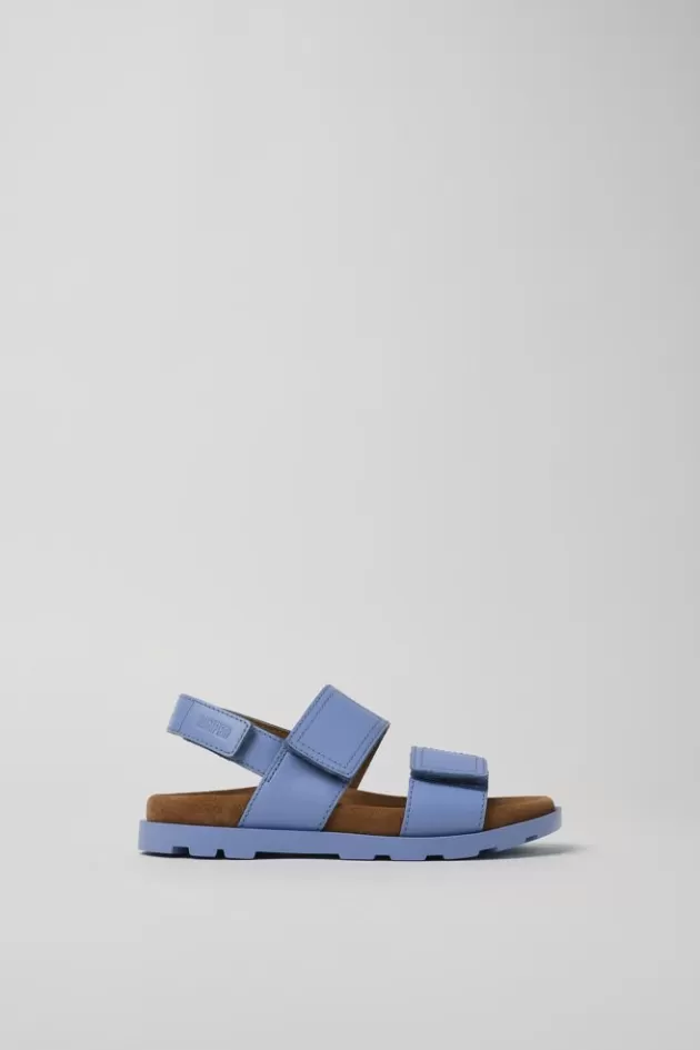 Online Camper Blauwe Leren Sandaal Met 2 Bandjes
