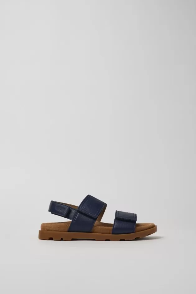 Online Camper Blauwe Leren Sandaal Met 2 Bandjes