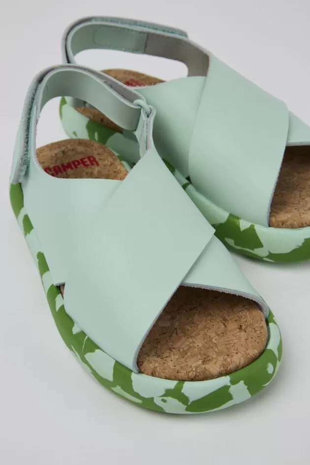 Fashion Camper Blauwe Leren Sandaal Met Gekruist Bandje