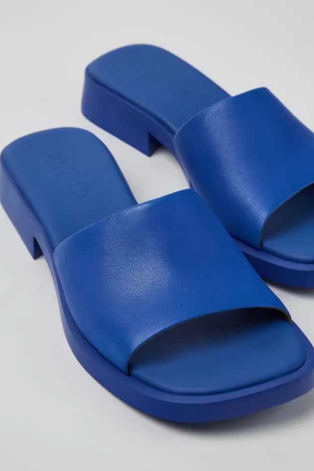 New Camper Blauwe Leren Slipper Voor Dames