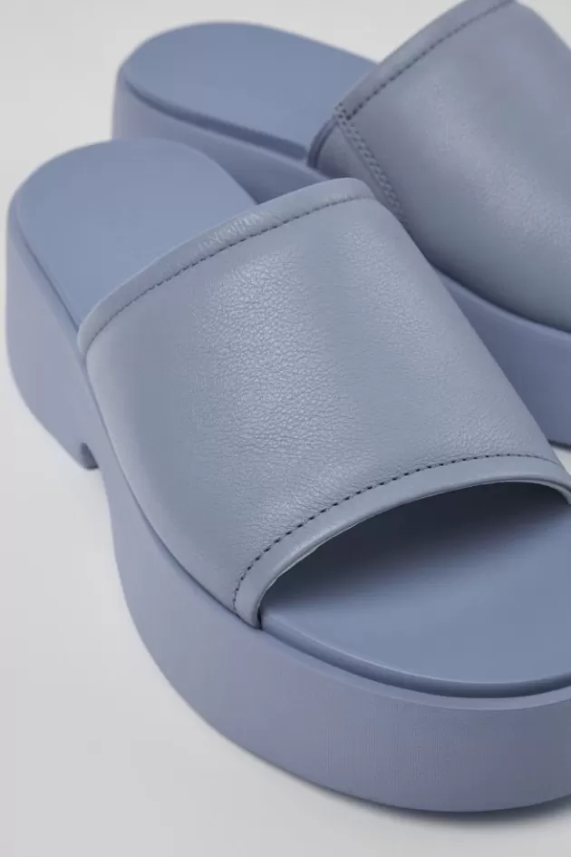 Store Camper Blauwe Leren Slipper Voor Dames