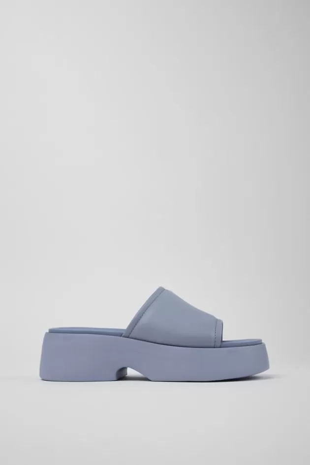 Store Camper Blauwe Leren Slipper Voor Dames
