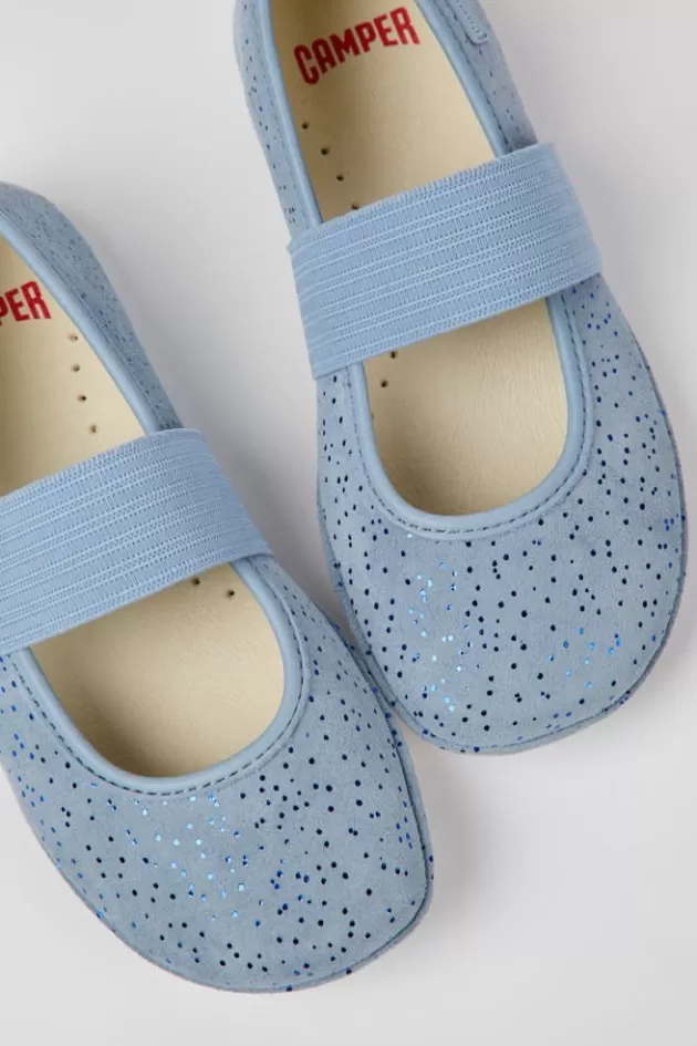 Best Camper Blauwe Nubuck Kinderballerina'S