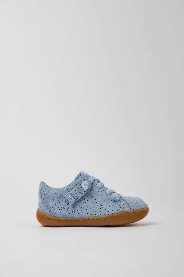Online Camper Blauwe Nubuck Kinderschoenen