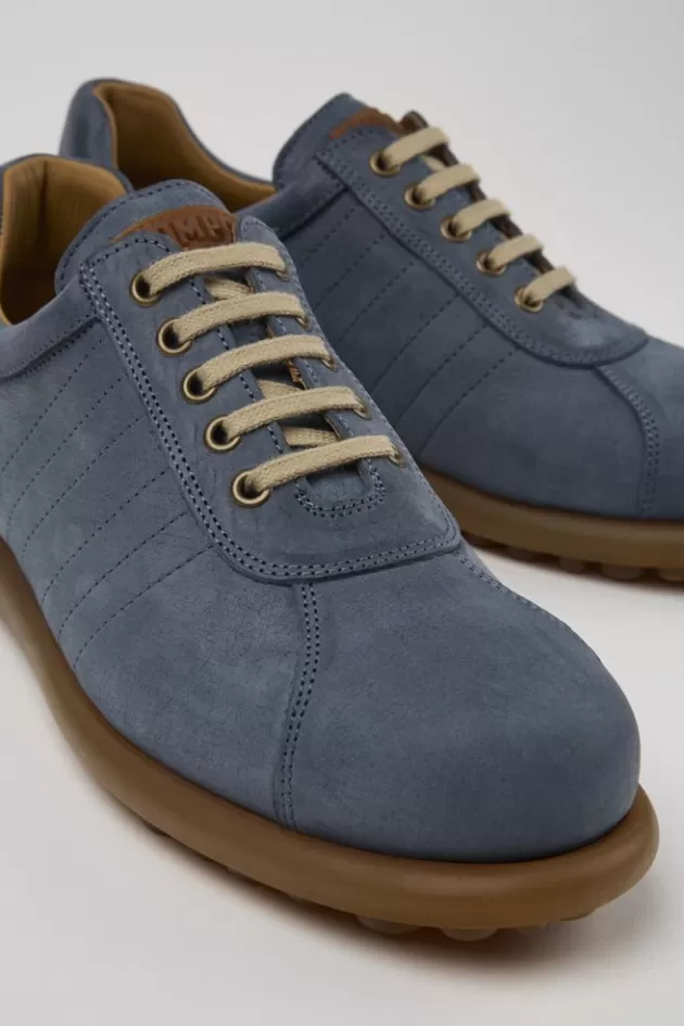 Hot Camper Blauwe Nubuck Oxford Sneaker Voor Heren
