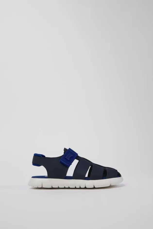 New Camper Blauwe Sandaal Van Leer/Textiel
