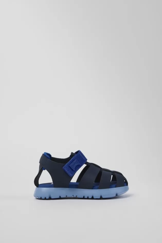 Store Camper Blauwe Sandaal Van Leer/Textiel