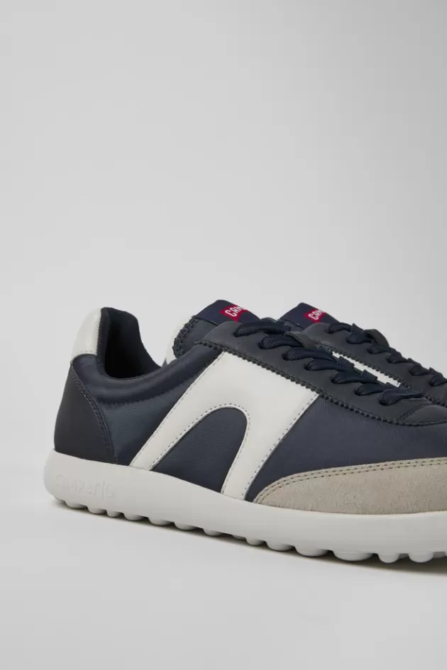 Flash Sale Camper Blauwe Stoffen En Leren Herensneakers