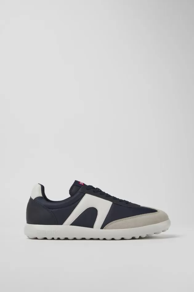 Flash Sale Camper Blauwe Stoffen En Leren Herensneakers