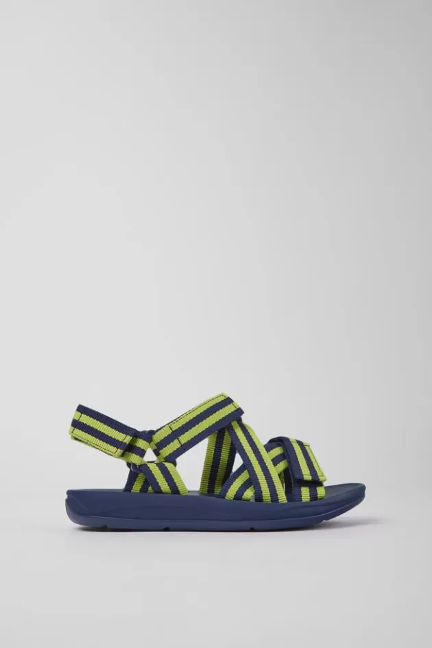 Discount Camper Blauw-Gele Stoffen Damessandalen