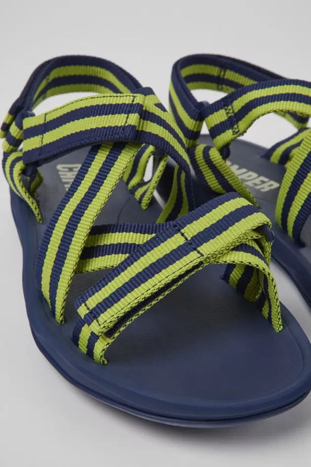 Hot Camper Blauw-Gele Stoffen Herensandalen