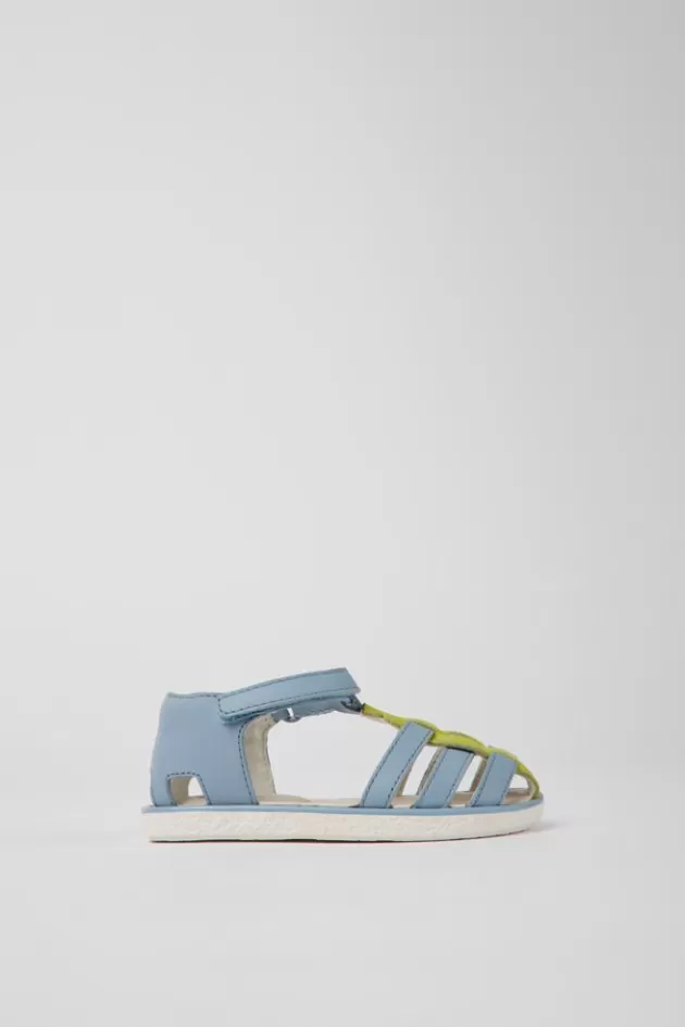 Discount Camper Blauw-Groene Leren Kindersandalen