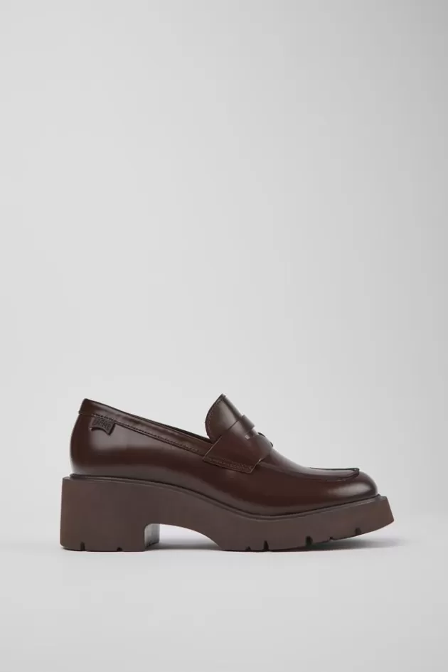 Cheap Camper Bordeaux Leren Damesloafers