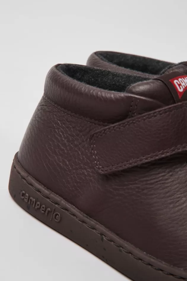 New Camper Bordeaux Leren Kinder-Enkellaarzen
