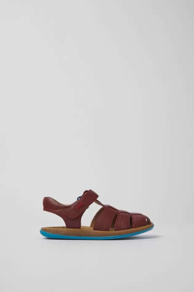 Online Camper Bordeaux Leren Kindersandalen
