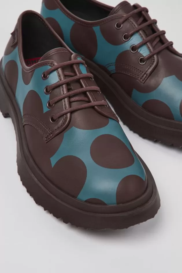 Fashion Camper Bordeaux Met Blauwe Leren Herenschoenen