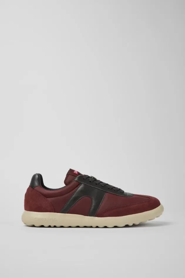 Online Camper Bordeaux Stoffen En Leren Herensneakers