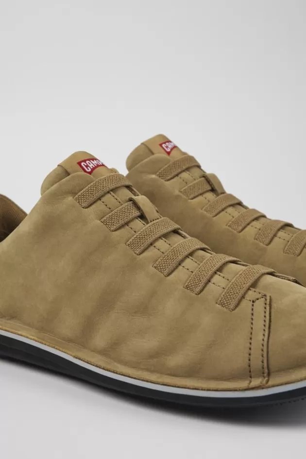 Outlet Camper Bruine Lage Nubuck Sneaker Voor Heren