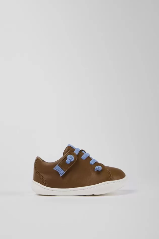 Best Camper Bruine Leren Basketbalsneaker