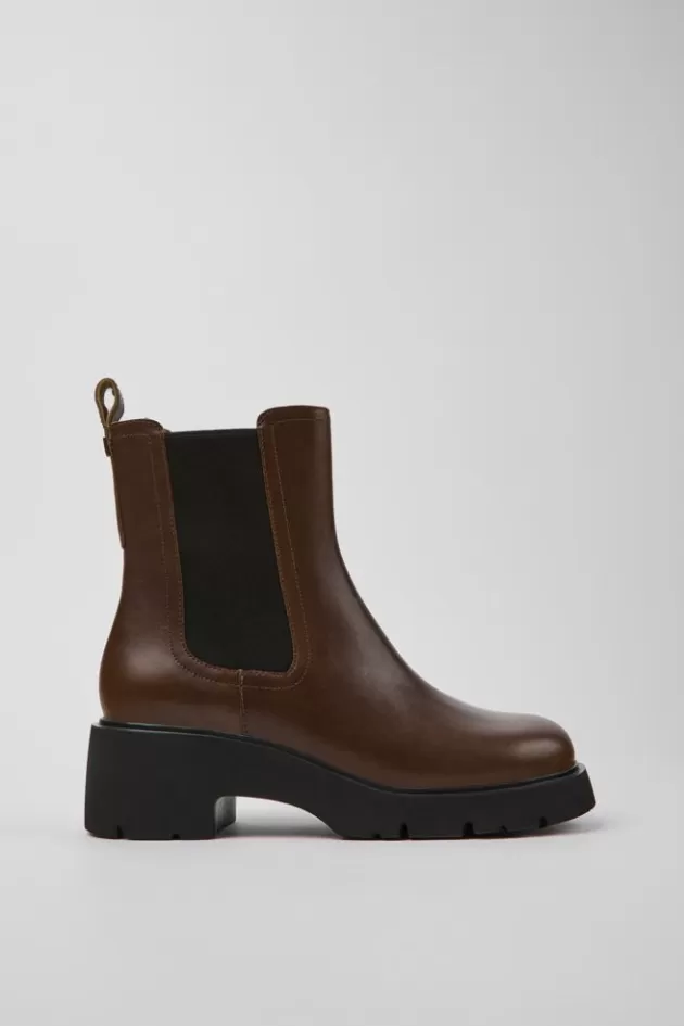 Outlet Camper Bruine Leren Chelseaboots Voor Dames