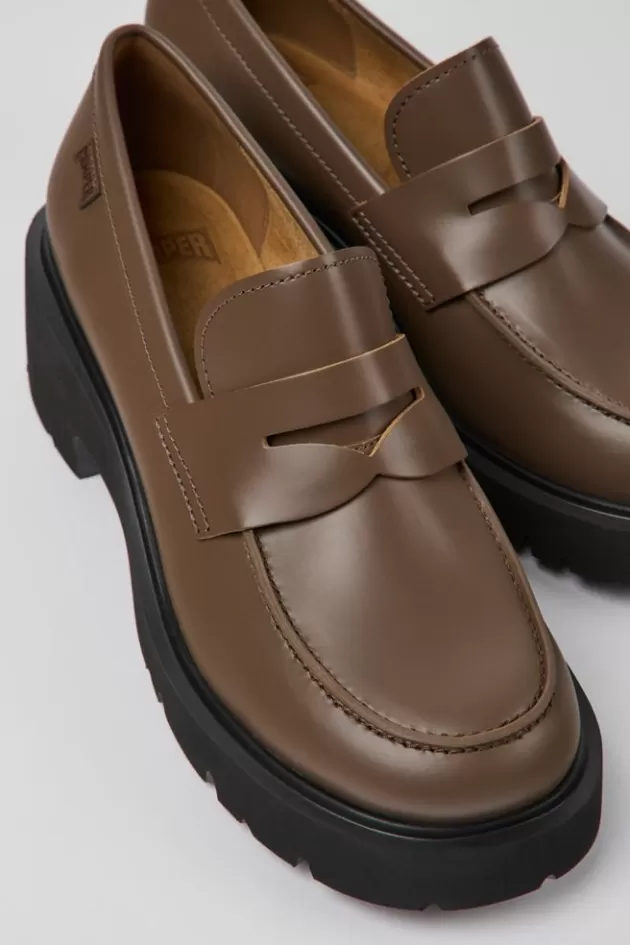 Outlet Camper Bruine Leren Damesloafers