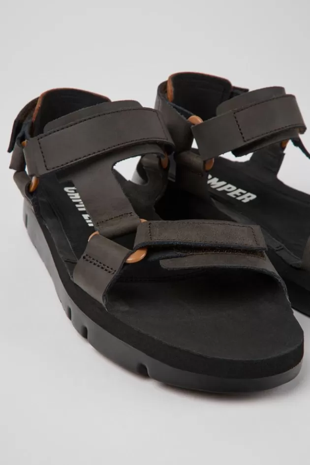 Hot Camper Bruine Leren Herensandalen